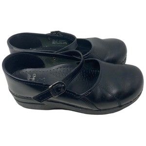 Dansko Black Leather Mules